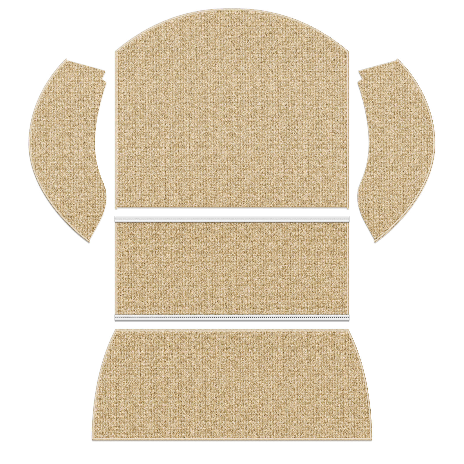 1971-1972 VW Super Beetle Convertible Carpet Kit - Rear - 5 Piece Set - Oatmeal Loop