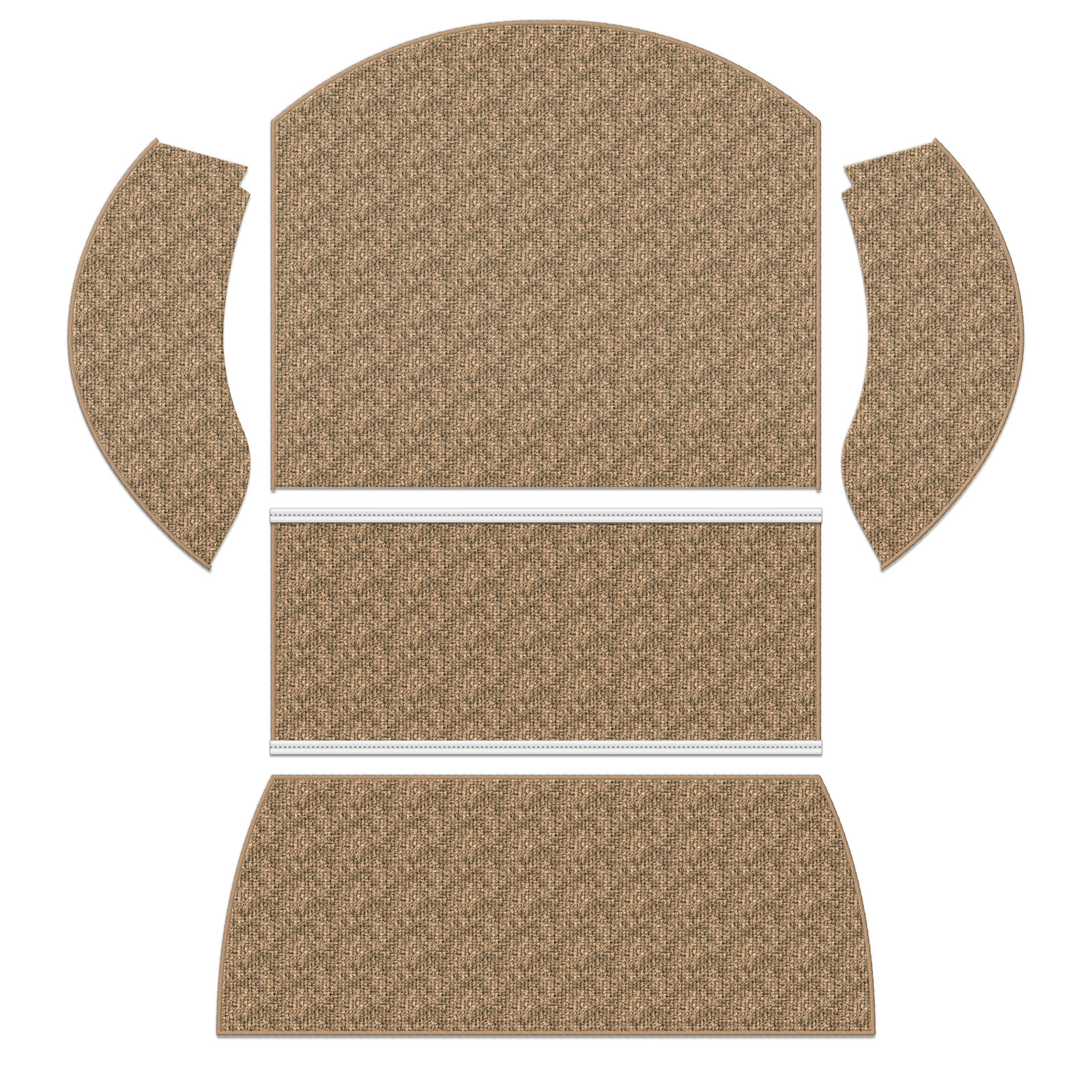 1971-1972 VW Super Beetle Convertible Carpet Kit - Rear - 5 Piece Set - German Squareweave