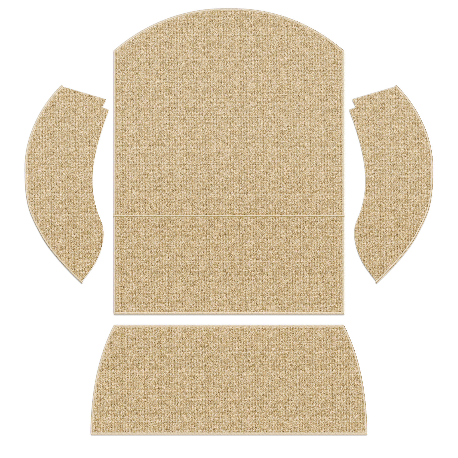 1973-1979 VW Super Beetle Convertible Carpet Kit - Rear - 4 Pieces - Oatmeal Loop
