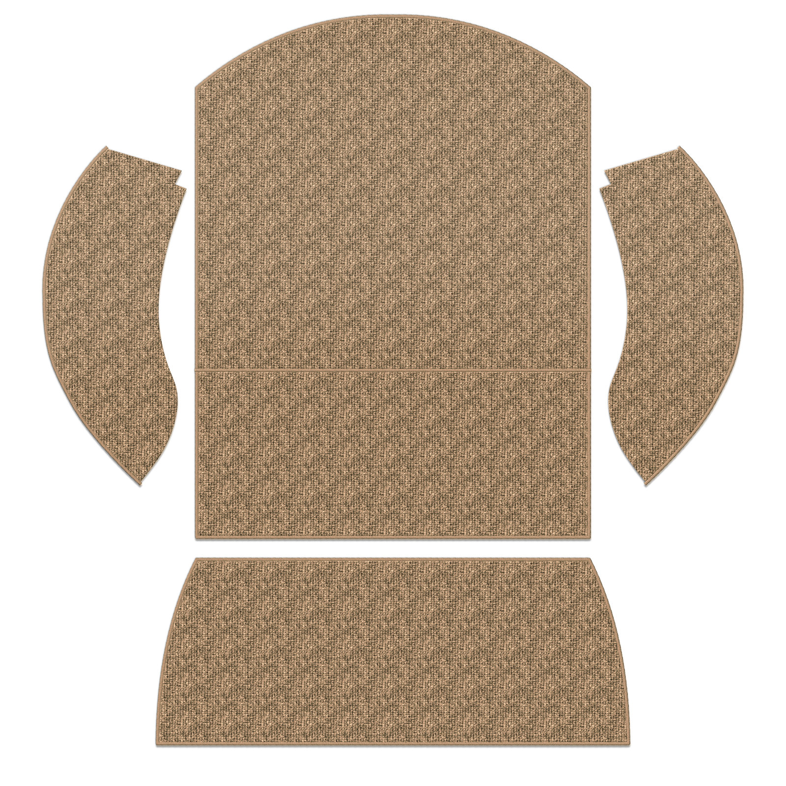 1973-1979 VW Super Beetle Convertible Carpet Kit - Rear - 4 Piece Set - German Squareweave