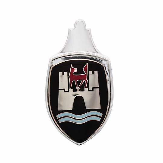 113-902 - 1960-63 VW Beetle Hood Emblem w/Base Plate - Wolfsburg