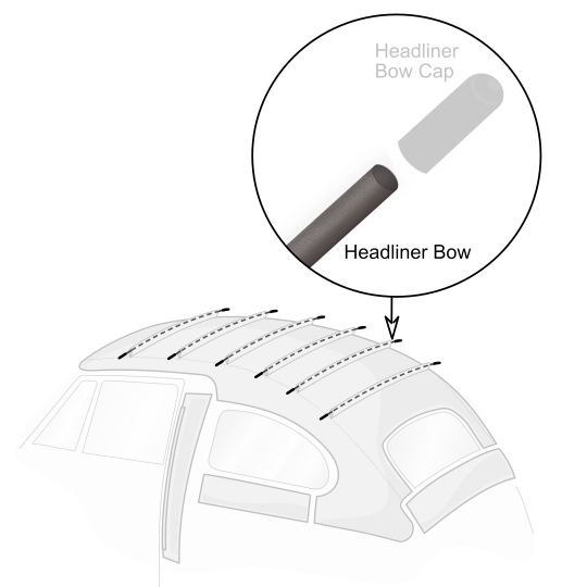 Used OEM Type 1 Headliner Bows For 1964-1967 AirCooled VW – 5-Piece Set