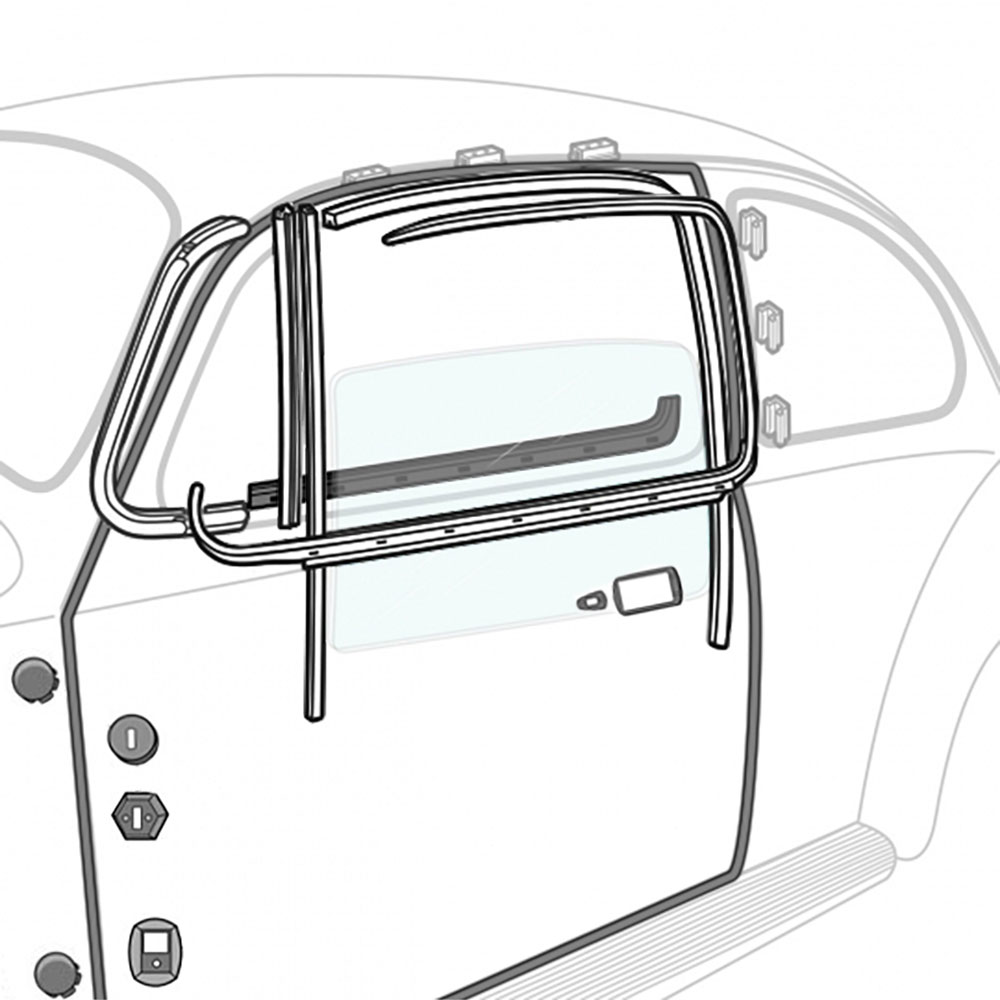 1967 VW Beetle Sedan Door Rubber Kit - Brazilian Seals