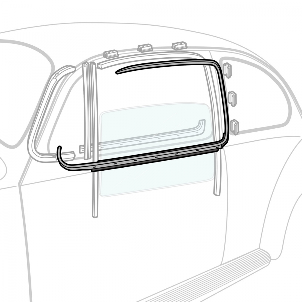113853321D - VW Window Scraper with Molding - Outside Left 113853321D - VW Window Scraper with Molding - Outside Left