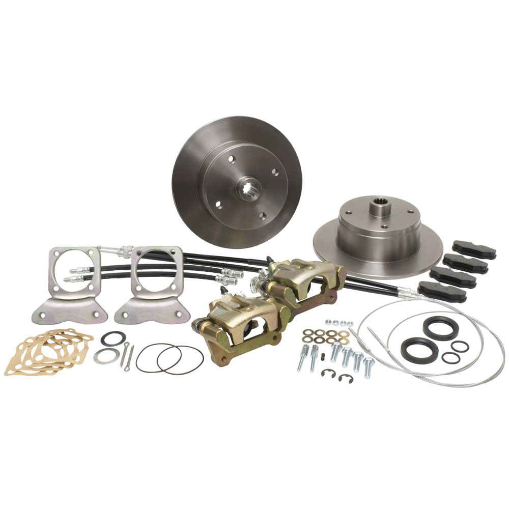 VW Disc Brake Kit - Rear - 4x130 - with Parking Brake - 1968 Swing Axle - 1968-1972 IRS