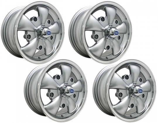 9691-4 - EMPI GT-5 VW Wheel - 5 Lug - Silver w/Polished Lip
