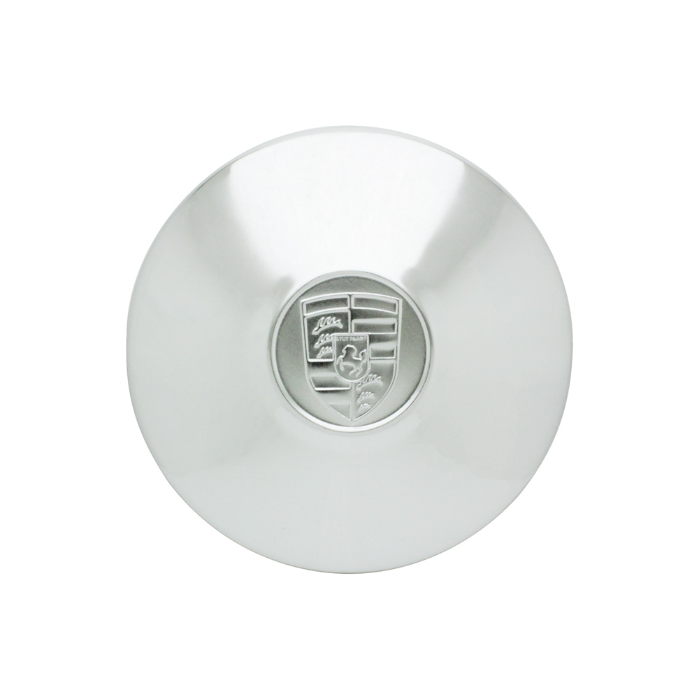 VW Hubcap with Porsche Logo - 1968-74 Beetle - 1967-74 Ghia - 1971-79 Bus - 1966-73 Type 3 - 1980-91 Vanagon