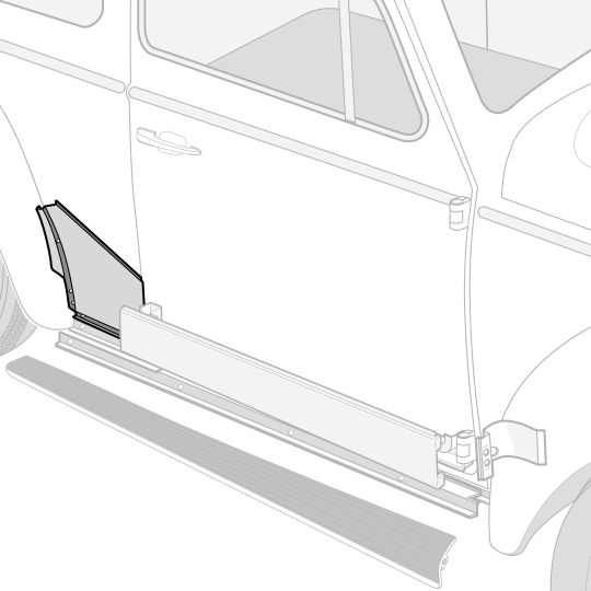 1954 79 VW Beetle Quarter Panel Lower Right Body