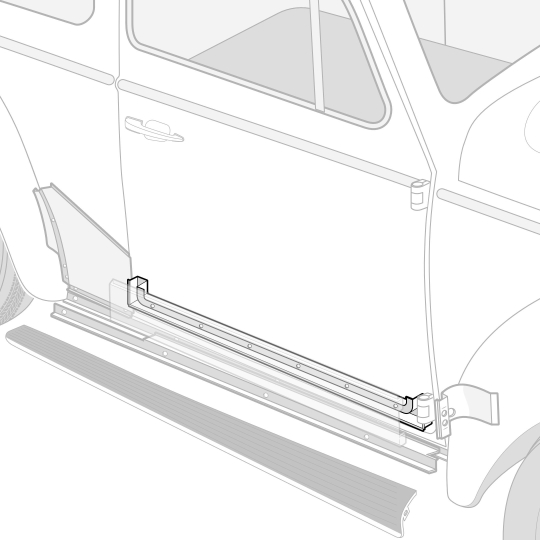 113831062 - 1954-77 VW Beetle Door Bottom Plate - Above Sill - Right