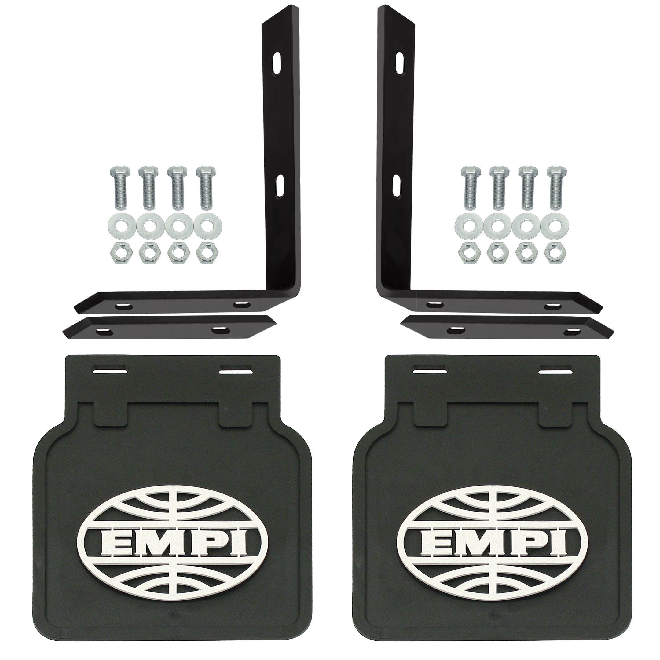 VW Type 1 Mud Flaps - Black w/ White Logo