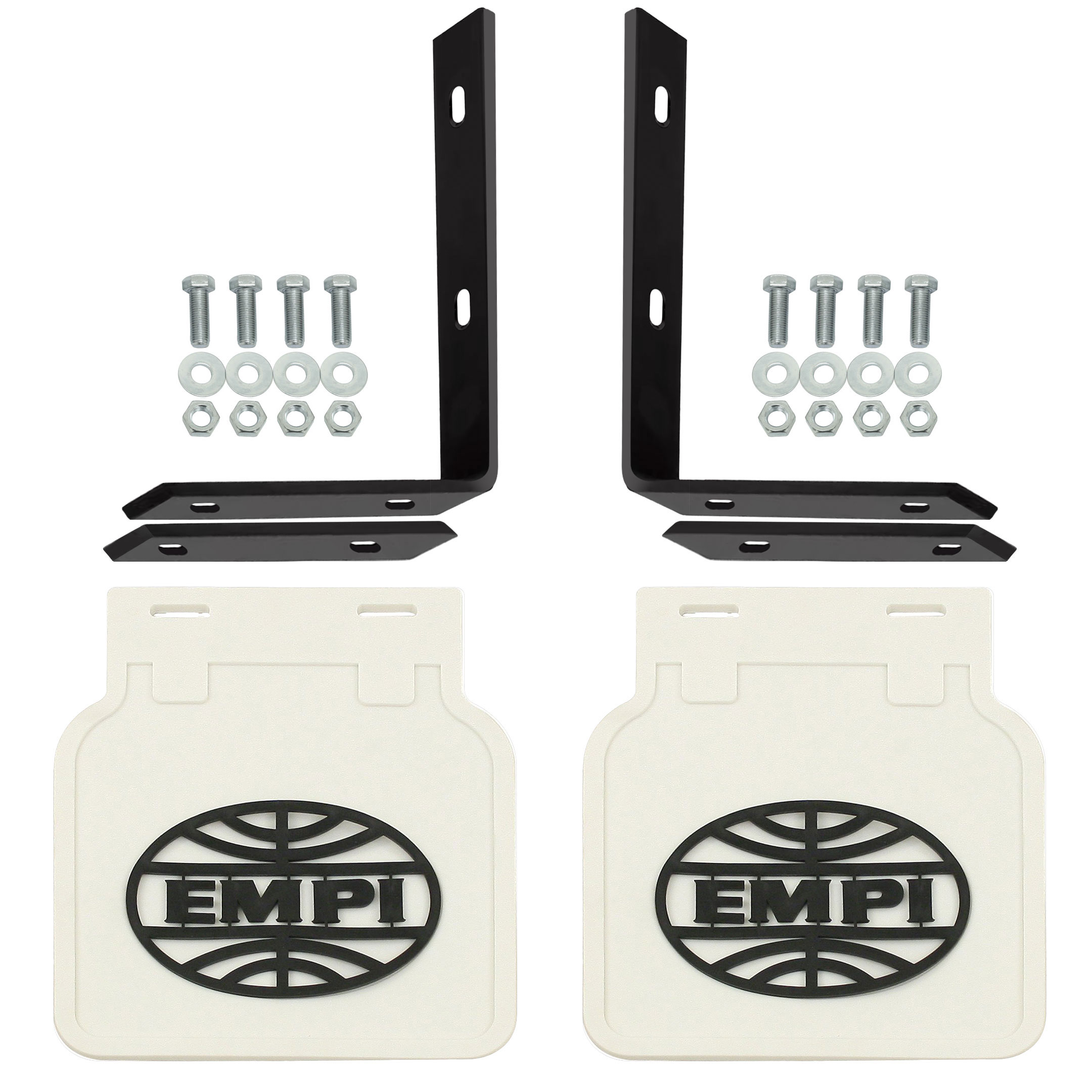 VW Type 1 Mud Flaps - White w/ Black Logo
