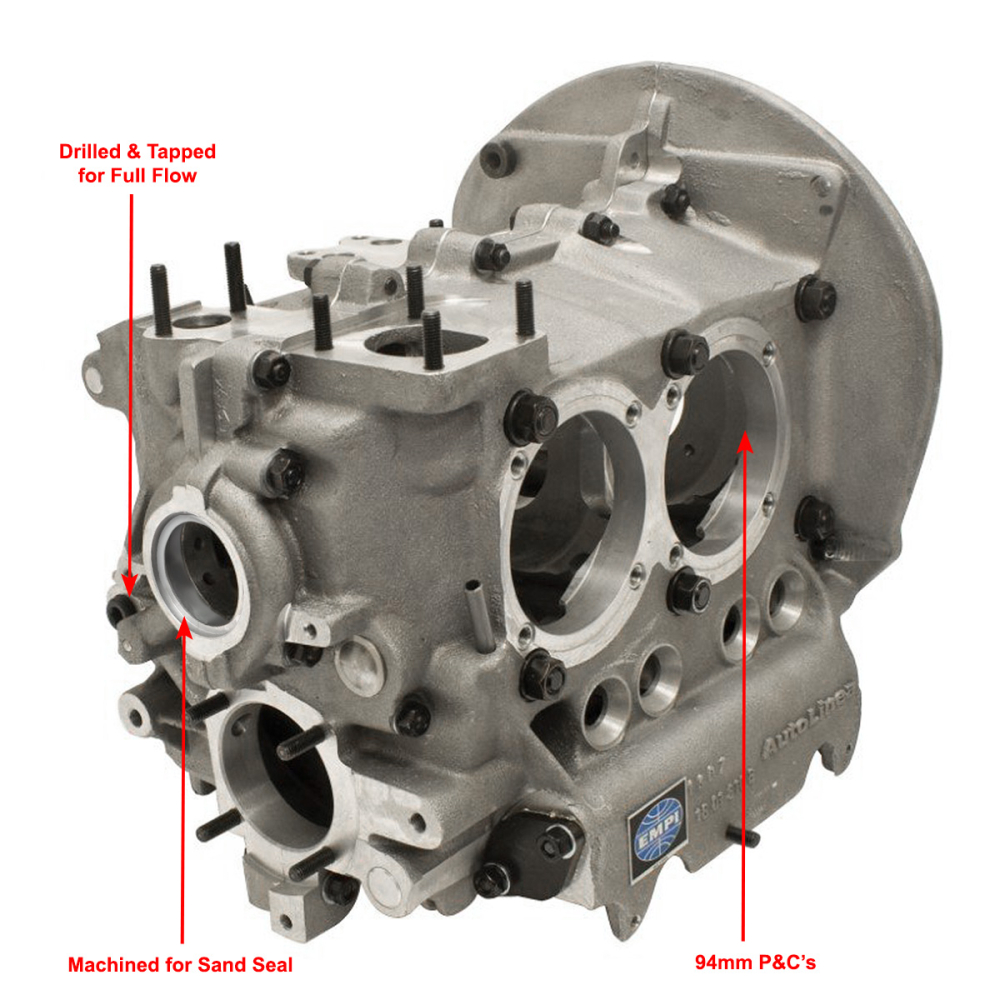 98-0467-B - Universal VW Engine Case - Aluminum - for 94mm P&Cs