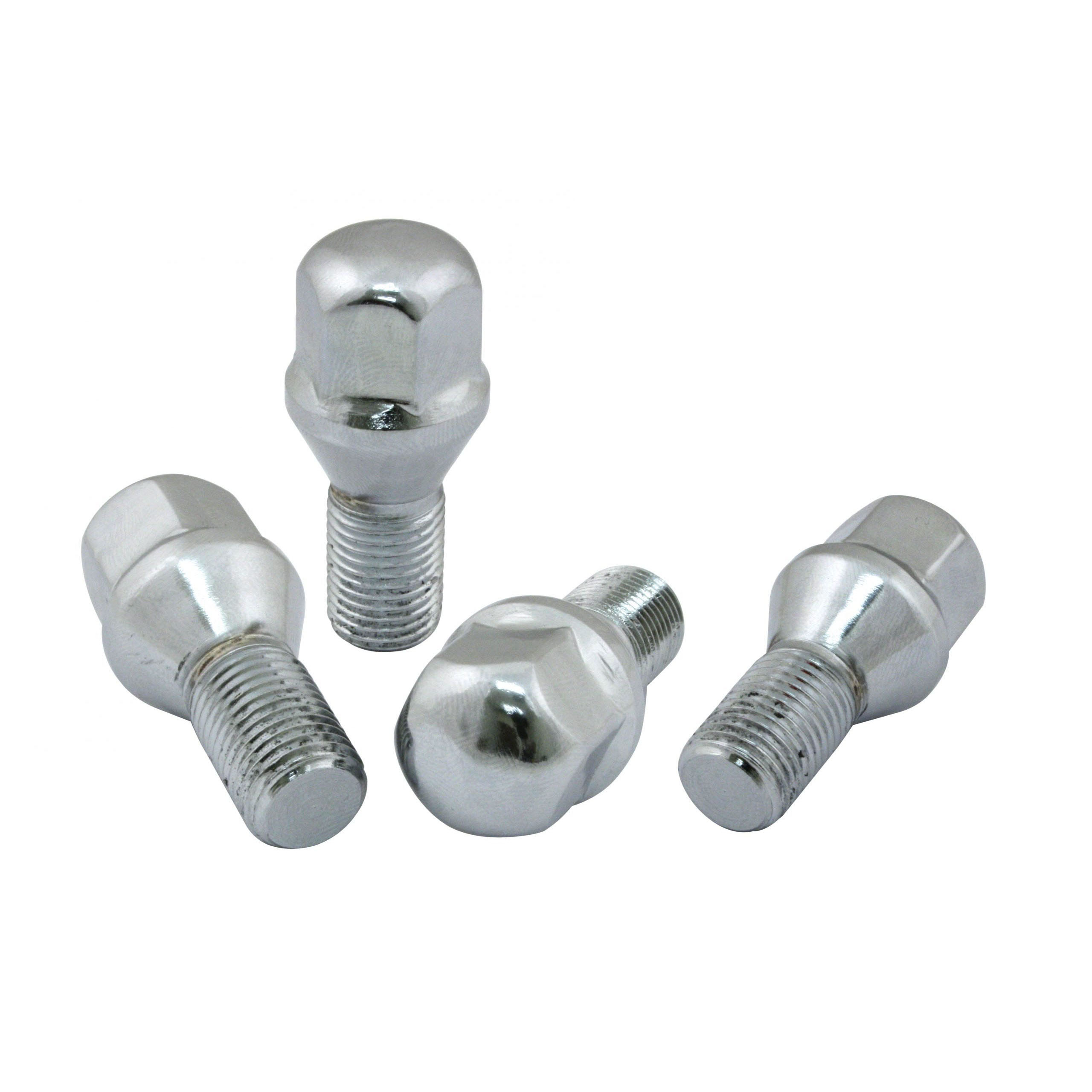 14x1.5mm - 60 Degree Acorn Seat Chrome 24mm Long Lug Bolts - 4 Pieces