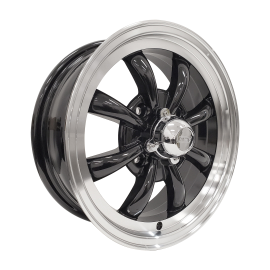 11001-1-4 - Set of 4 JBugs 8 Spoke VW Wheel - Black with Polished