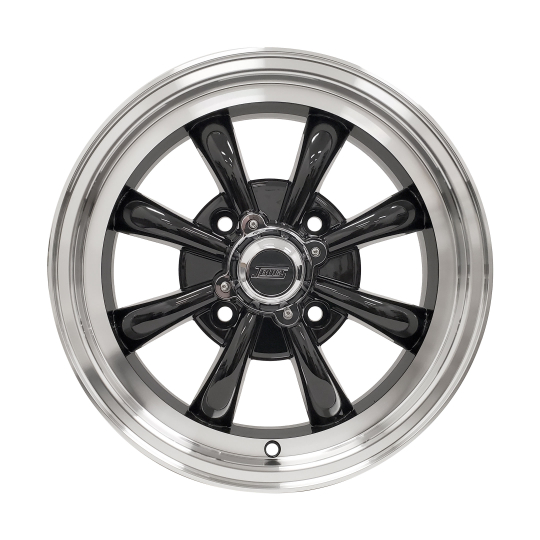 11001-1 - JBugs 8 Spoke VW Wheel - Black with Polished Lip - 15x5