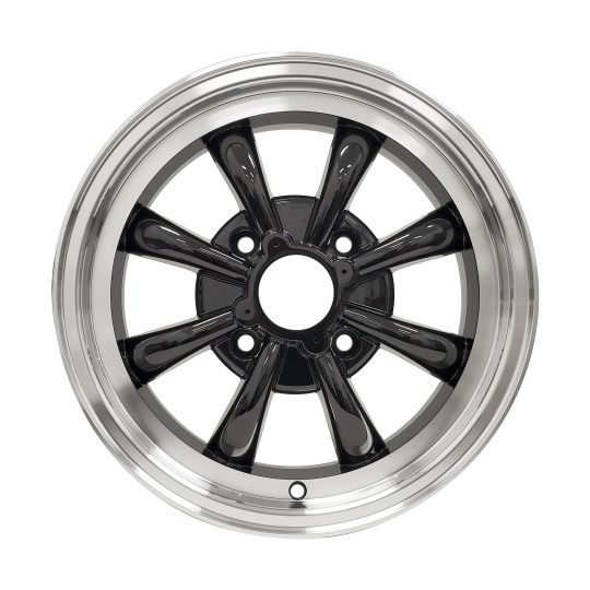 11001-1 - JBugs 8 Spoke VW Wheel - Black with Polished Lip - 15x5