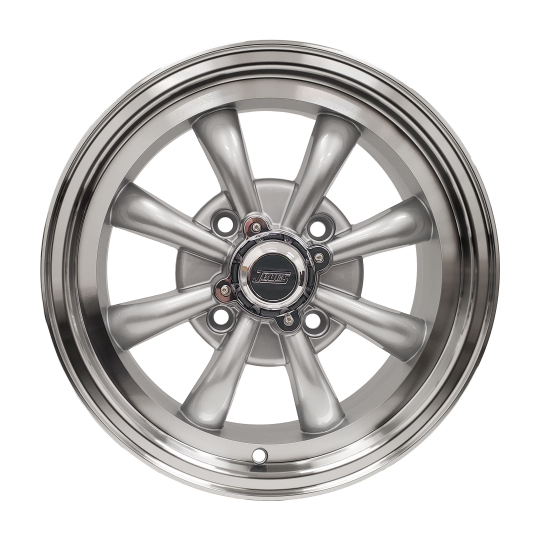 11002-1-4 - Set of 4 JBugs 8 Spoke VW Wheel - Silver with Polished