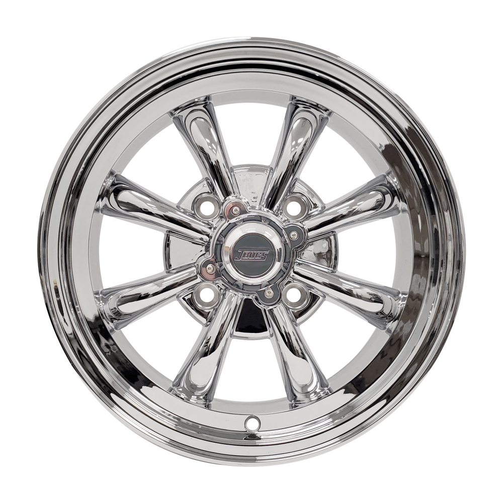11003-1-4 - Set of 4 JBugs 8 Spoke VW Wheel - Chrome - 15x5.5 - 4x130