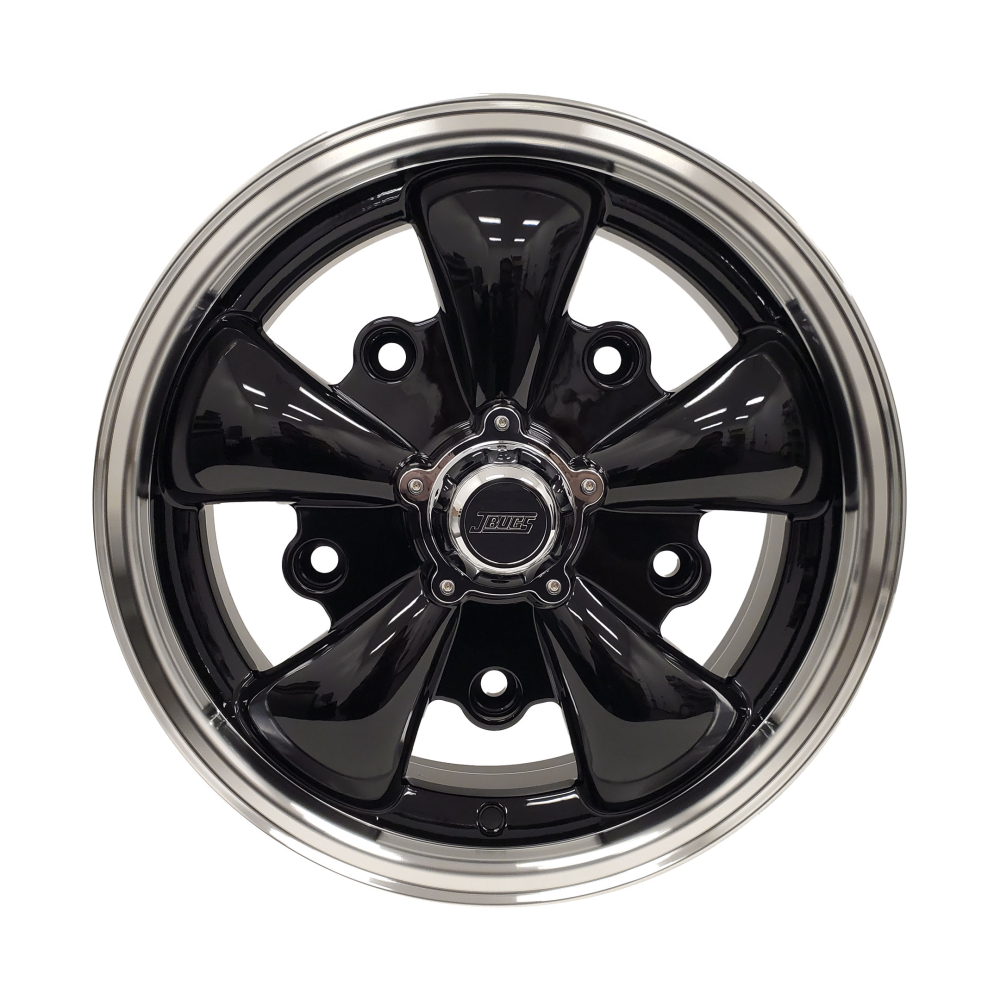 11007-1 - JBugs 5 Spoke VW Wheel - Black with Polished Lip - 15x5