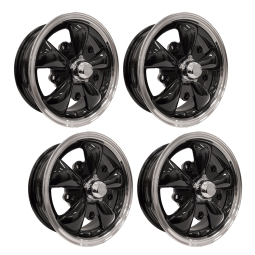 Set of 4 JBugs 5 Spoke VW Wheel - Black with Polished Lip - 15x5.5 - 5x205