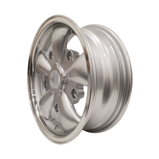 11008-1 - JBugs 5 Spoke VW Wheel - Silver with Polished Lip - 15x5