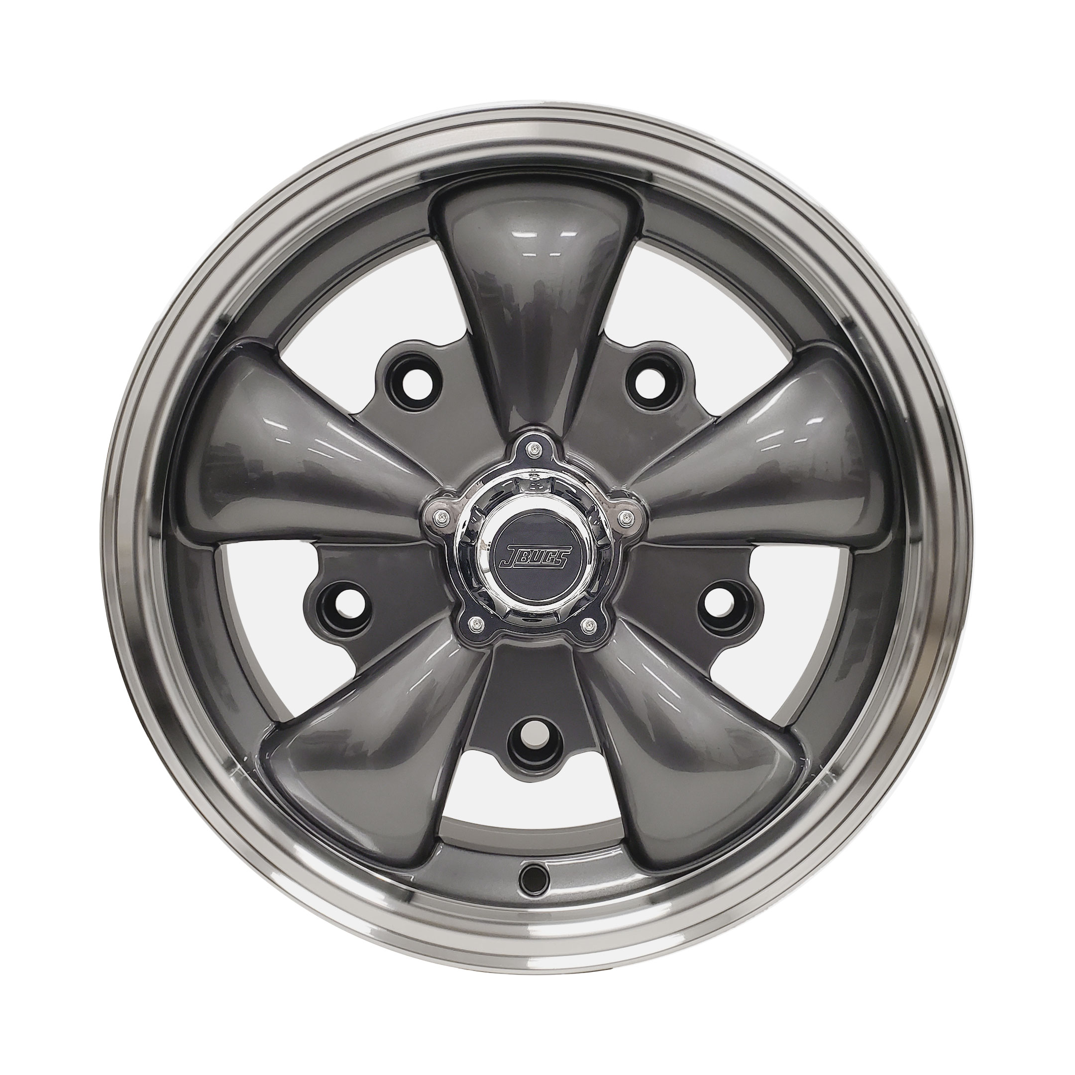 JBugs 5 Spoke VW Wheel - Gunmetal with Polished Lip - 15x5.5 - 5x205