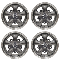 Set of 4 JBugs 5 Spoke VW Wheel - Gunmetal with Polished Lip - 15x5.5 - 5x205