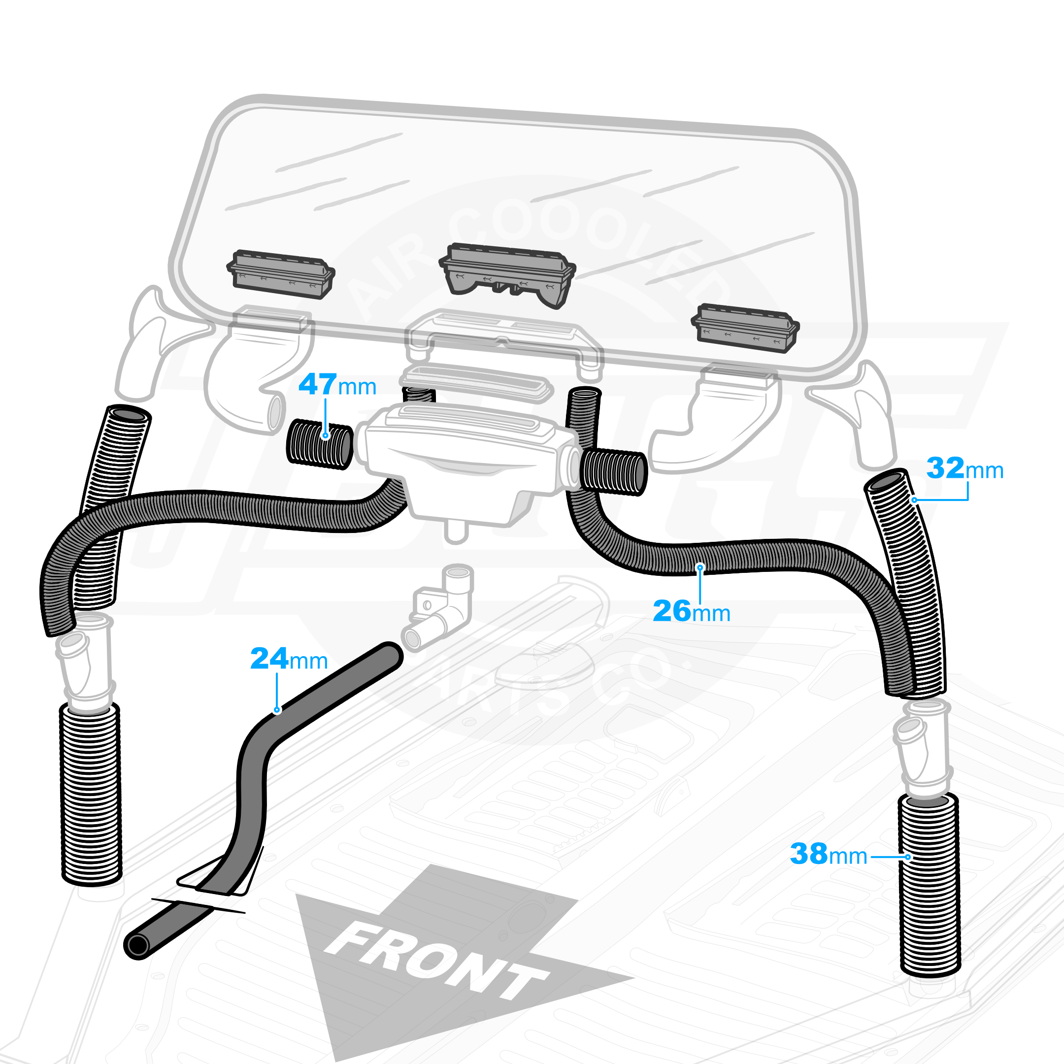 1968 VW Beetle Fresh Air Hose Kit