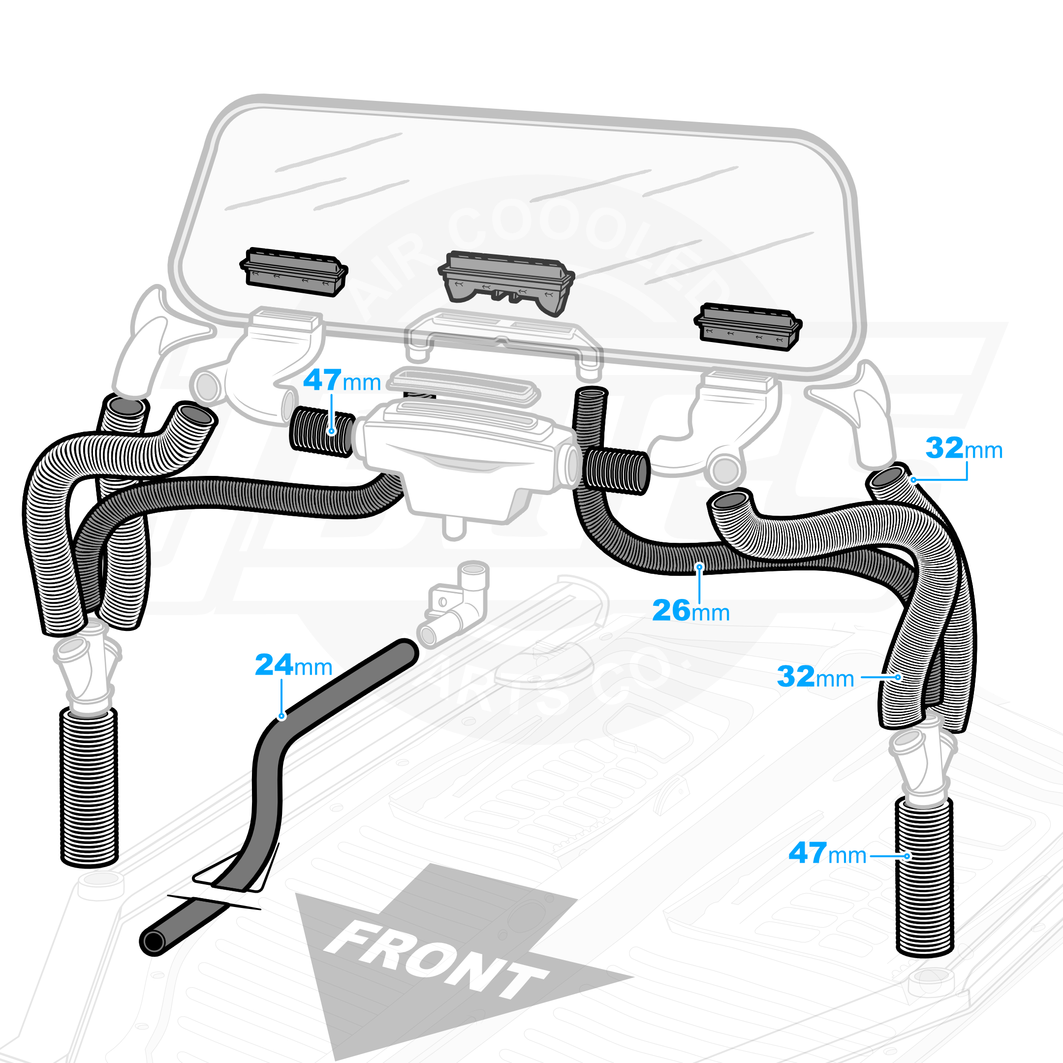 1969-1970 VW Beetle Fresh Air Hose Kit