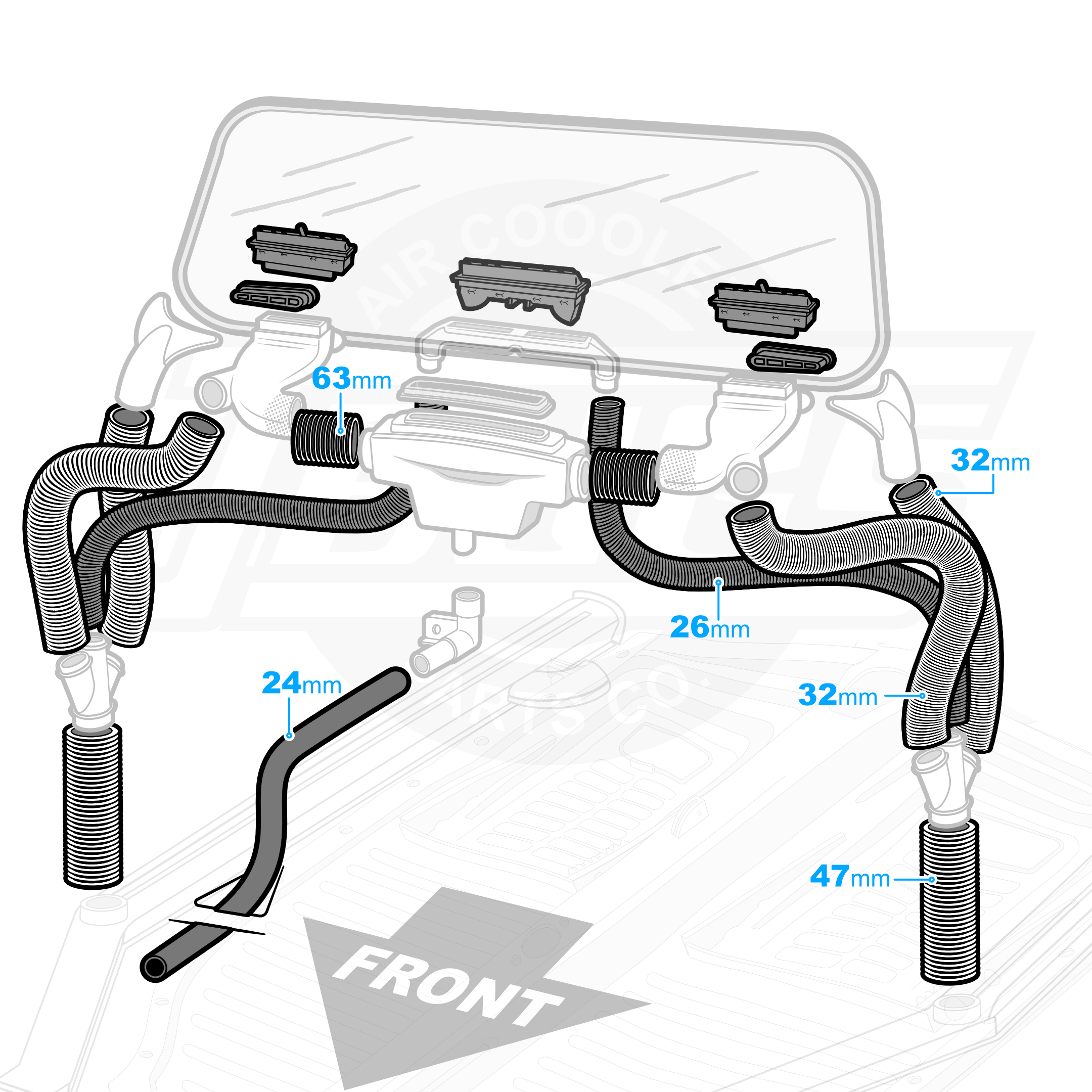 1971-1977 Standard Beetle Fresh Air Hose Kit