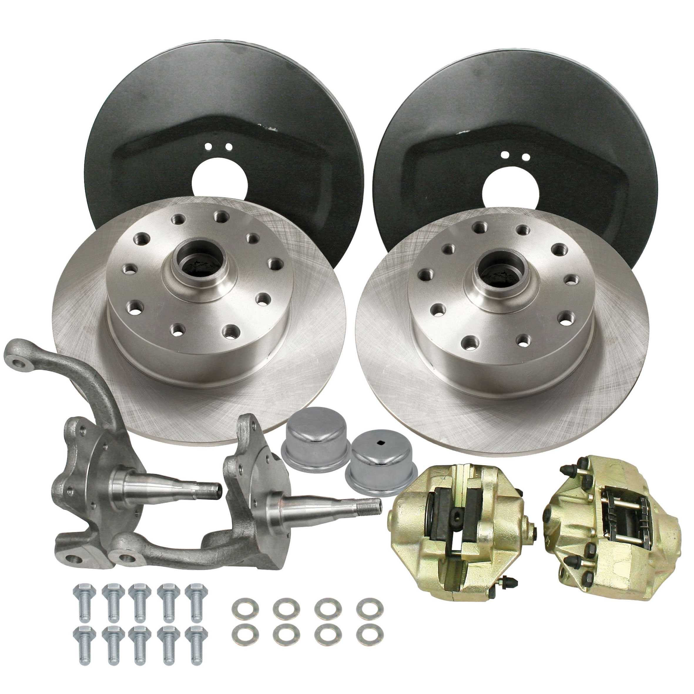 1966-1977 VW Beetle & Karmann Ghia Disc Brake Conversion Kit - Front - With Spindles - 5x130 & 4.75