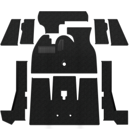 Premium 1971-1972 VW Super Beetle Convertible Carpet Kit - Front - w/ Footrest - Black Loop
