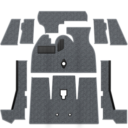 Premium 1971-1972 VW Super Beetle Convertible Carpet Kit - Front - w/ Footrest - Charcoal Loop