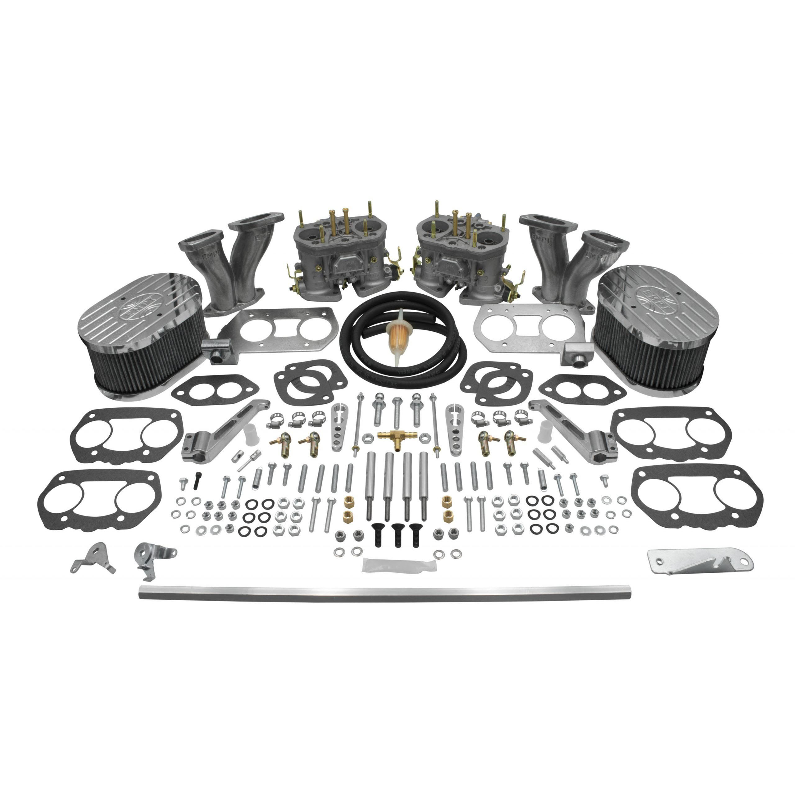 Deluxe VW Dual Carburetor Kit - WEBER 40 IDF - Billet Aluminum Air Cleaners - 1500-1600cc Up-Right