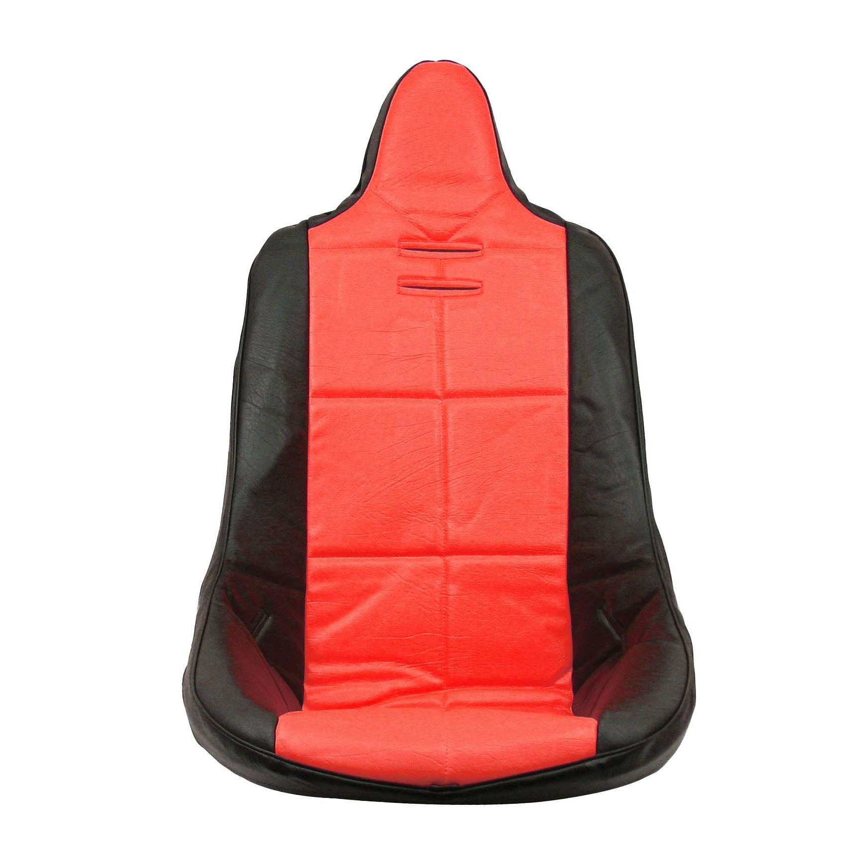 High Back Seat Cover - Black & Red w/Square Pattern - Each