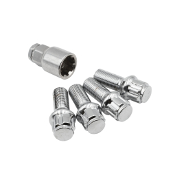 14x1.5mm-Ball-Seat-Chrome-28mm-Long-Locking-Lug-Bolts-with-Key-5-Pieces