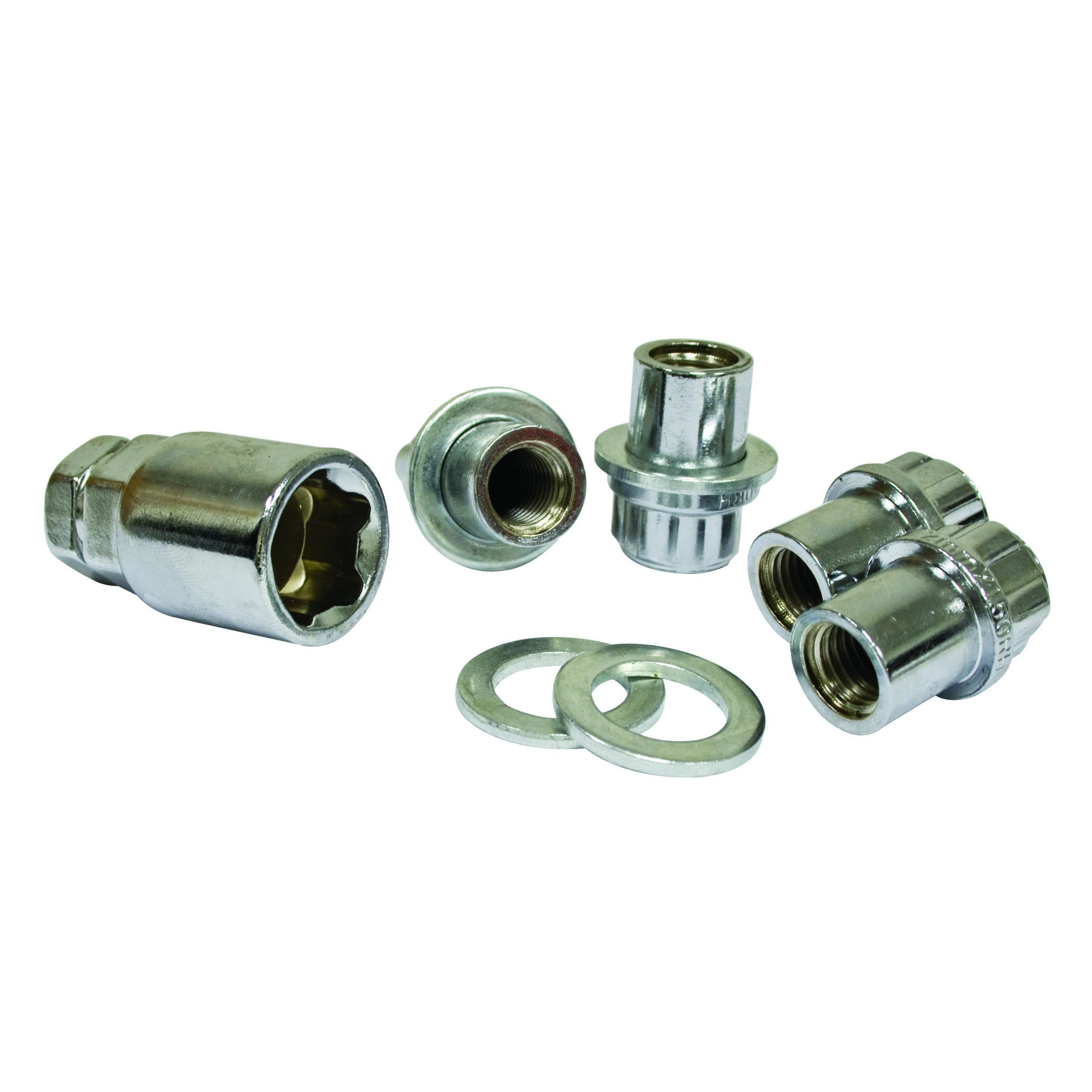 12x1.5mm - Mag Seat Chrome Locking Lug Nuts with Key & Washers - 9 Pieces