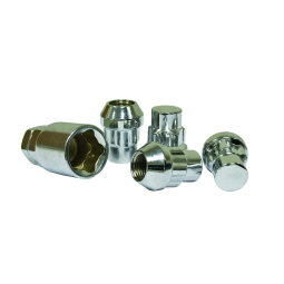 14x1.5mm - 60° Acorn Seat Chrome Locking Lug Nuts with Key - 5 Pieces