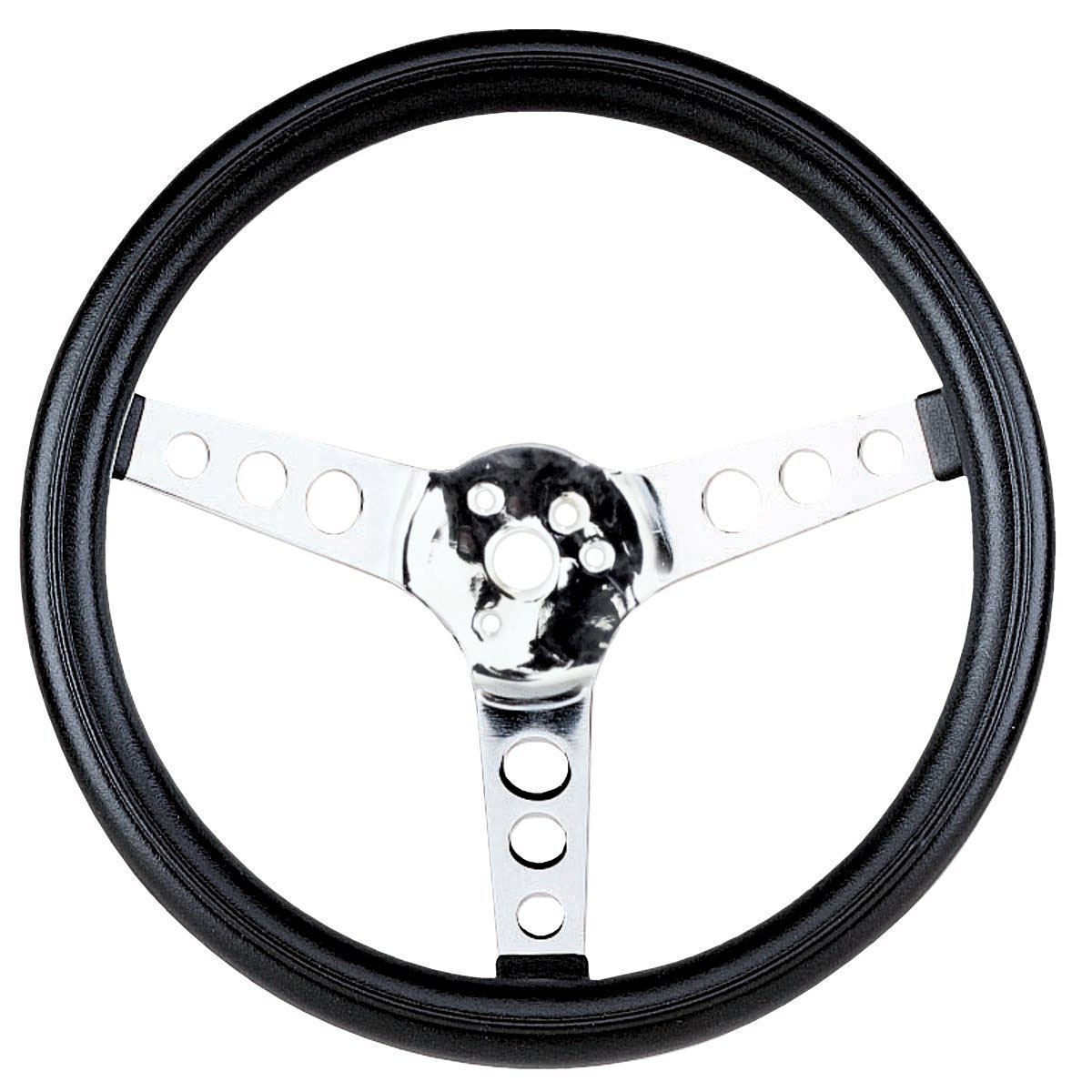 EMPI-VW-Steering-Wheel-Classic-Black-Foam-Grip-Chrome-13.5