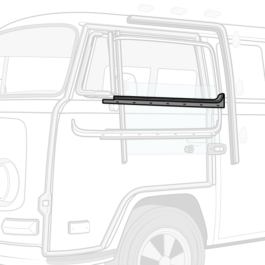 211837475 - VW Door Window Scraper - Left Inner - 1968-79 Bus