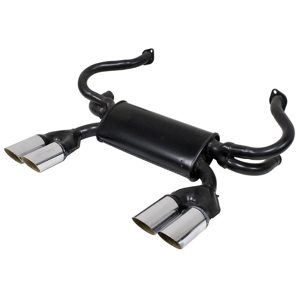 VW 4 Tip GT Exhaust System, Black with Chrome Tips, Type 3, 1300cc-1600cc
