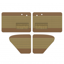 Closeout: 1949-1955 VW Beetle Door Panels w/ Pockets Tan Vinyl w/ Sand Tweed Insert
