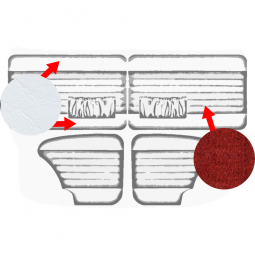 Closeout: 1967-72 Beetle & Super Beetle Convertible Door Panels, Chalk White Red Velour