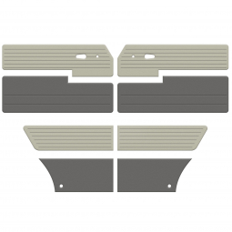 Closeout: 1961-65 Type 3 Notchback Door Panels, Euro-Style, Off White Vinyl, Grey Vinyl Insert