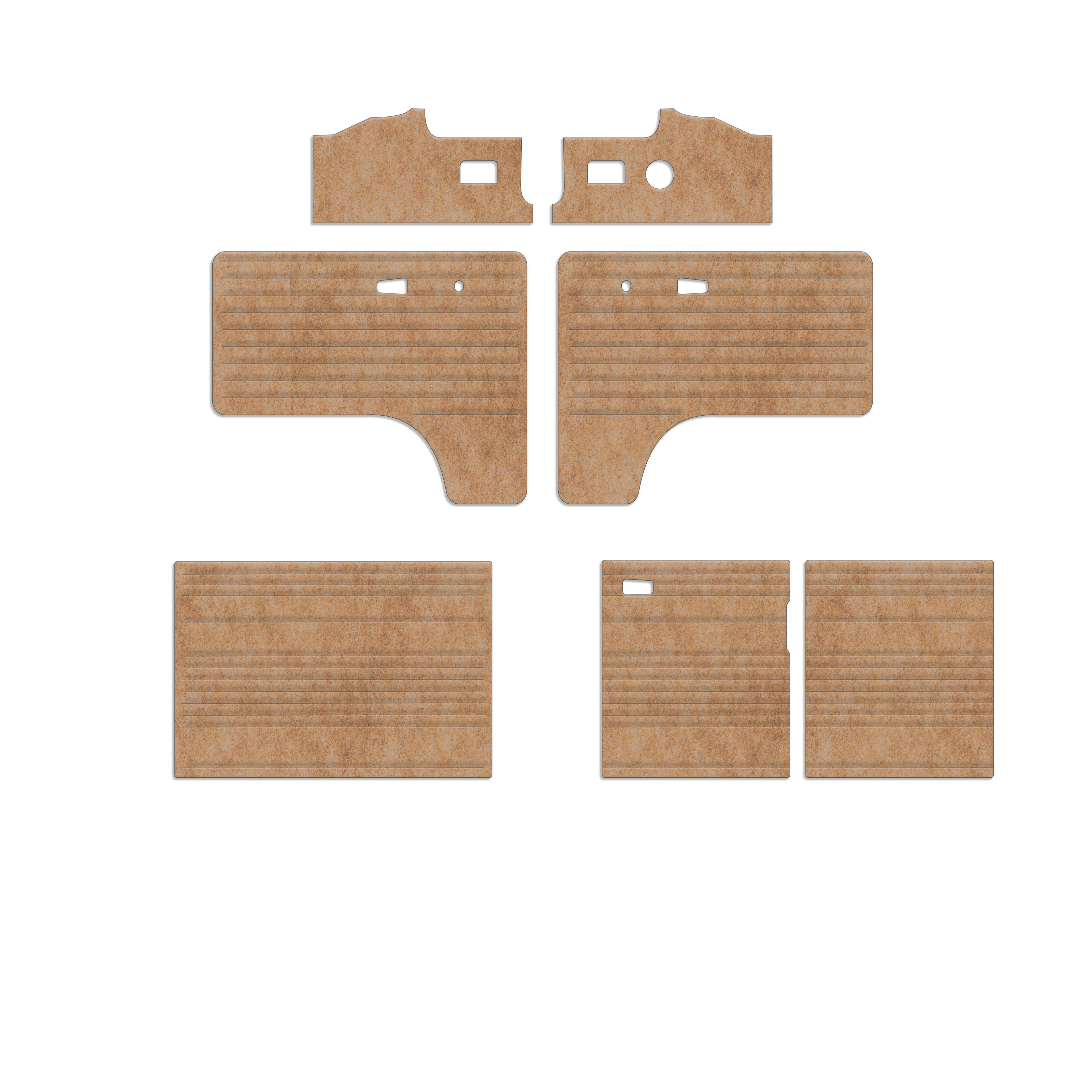 1971-1979 VW Bus Double Cab Door Panels - 7 Piece Kit - Velour