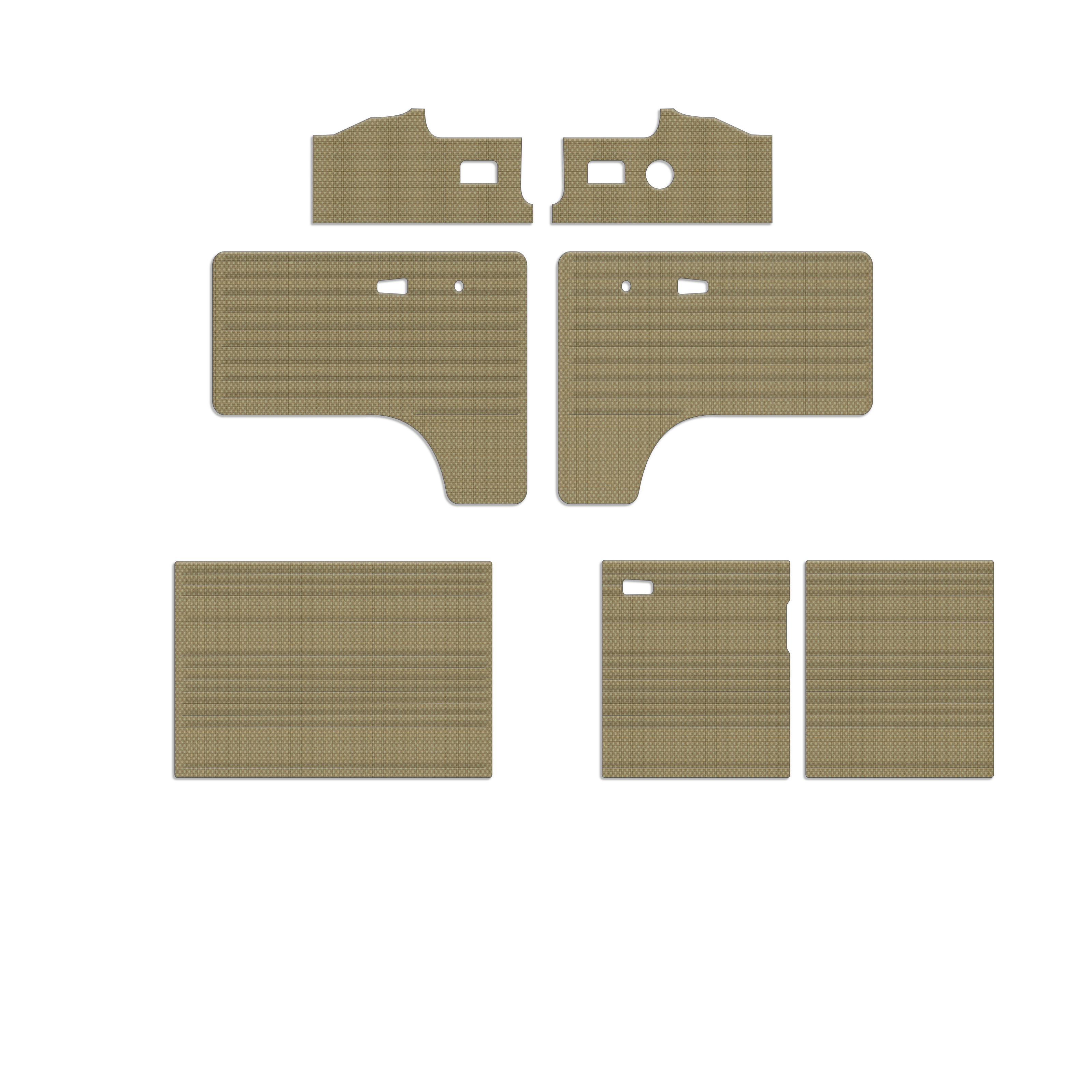 1971-1979 VW Bus Double Cab Door Panels - 7 Piece Kit - Tweed