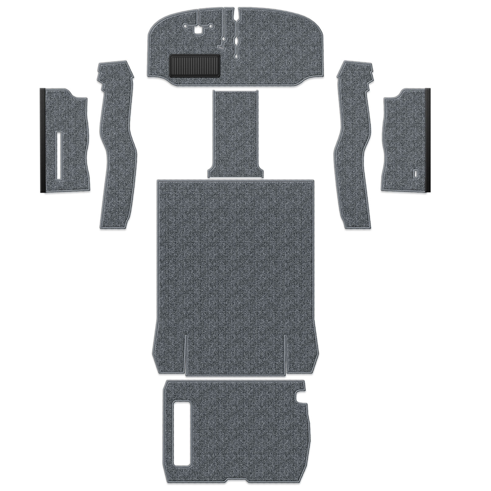 1968-1972 VW Bus Carpet Kit - Front & Rear w/ Front Bucket - Charcoal Loop