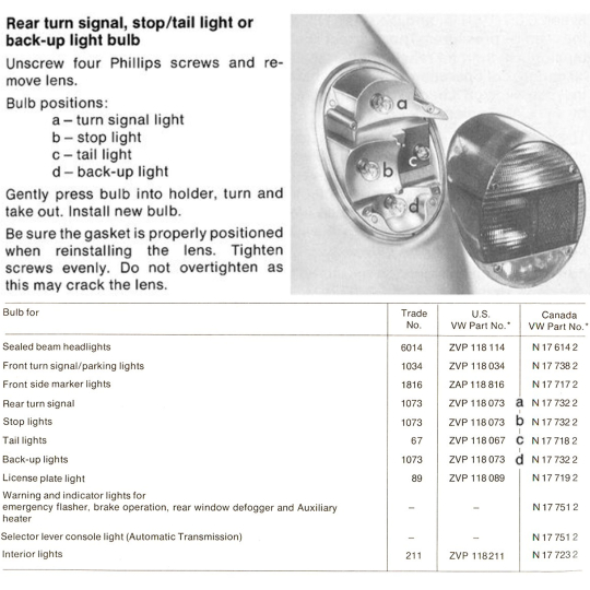 N177182 - VW License Light or Rear Tail Light Bulbs - 12 Volt - Pair