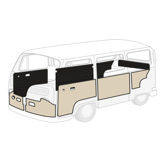 10-2127-Vinyl - 1977-1979 VW Bus Door Panels - Full Set 9 Pcs - Vinyl