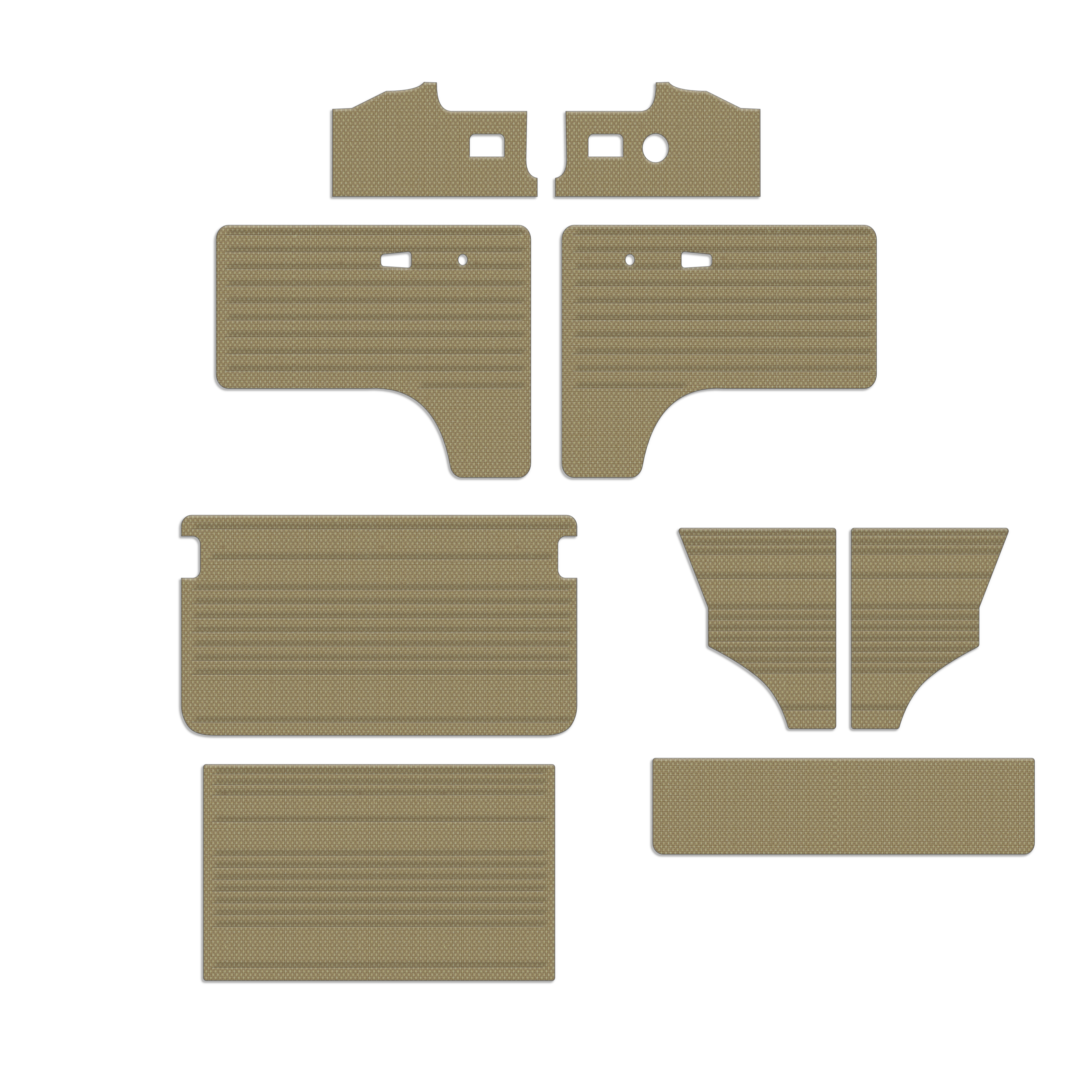 1977-1979 VW Bus Door Panels - Full Set 9 Pcs - Tweed